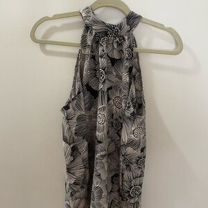 Floral Black and White Halter Top